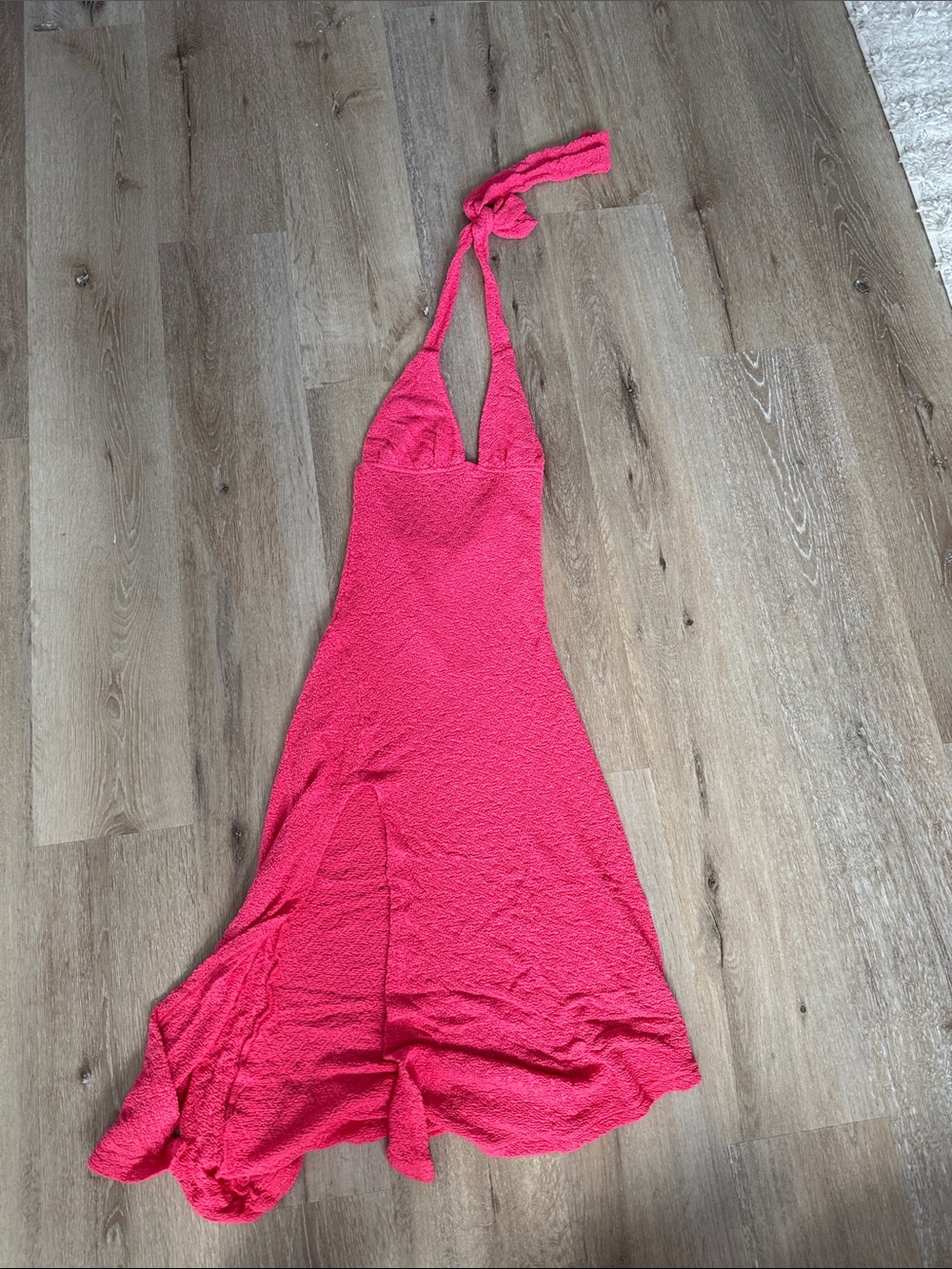 Free People Hot Pink Halter Tie Midi Dress